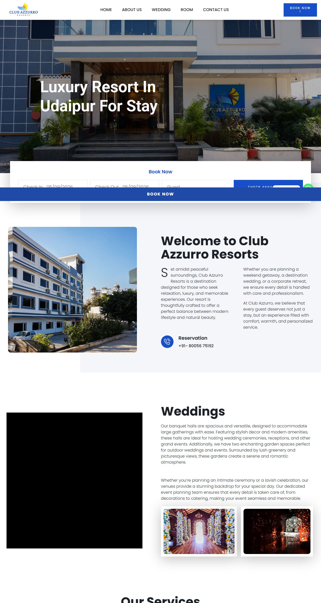 Home page of Club Azzurro Resorts