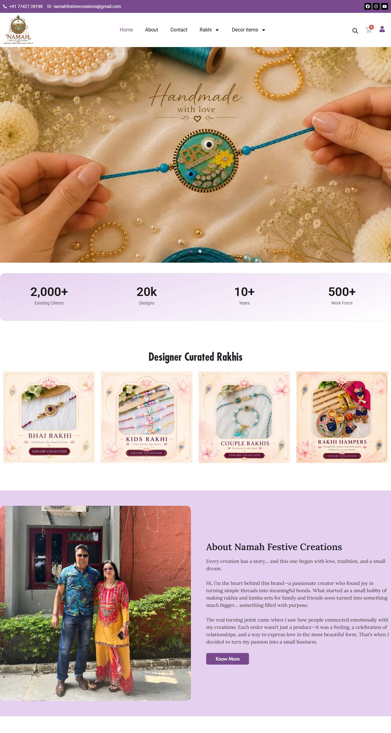 Home page of Namah Festive Creations