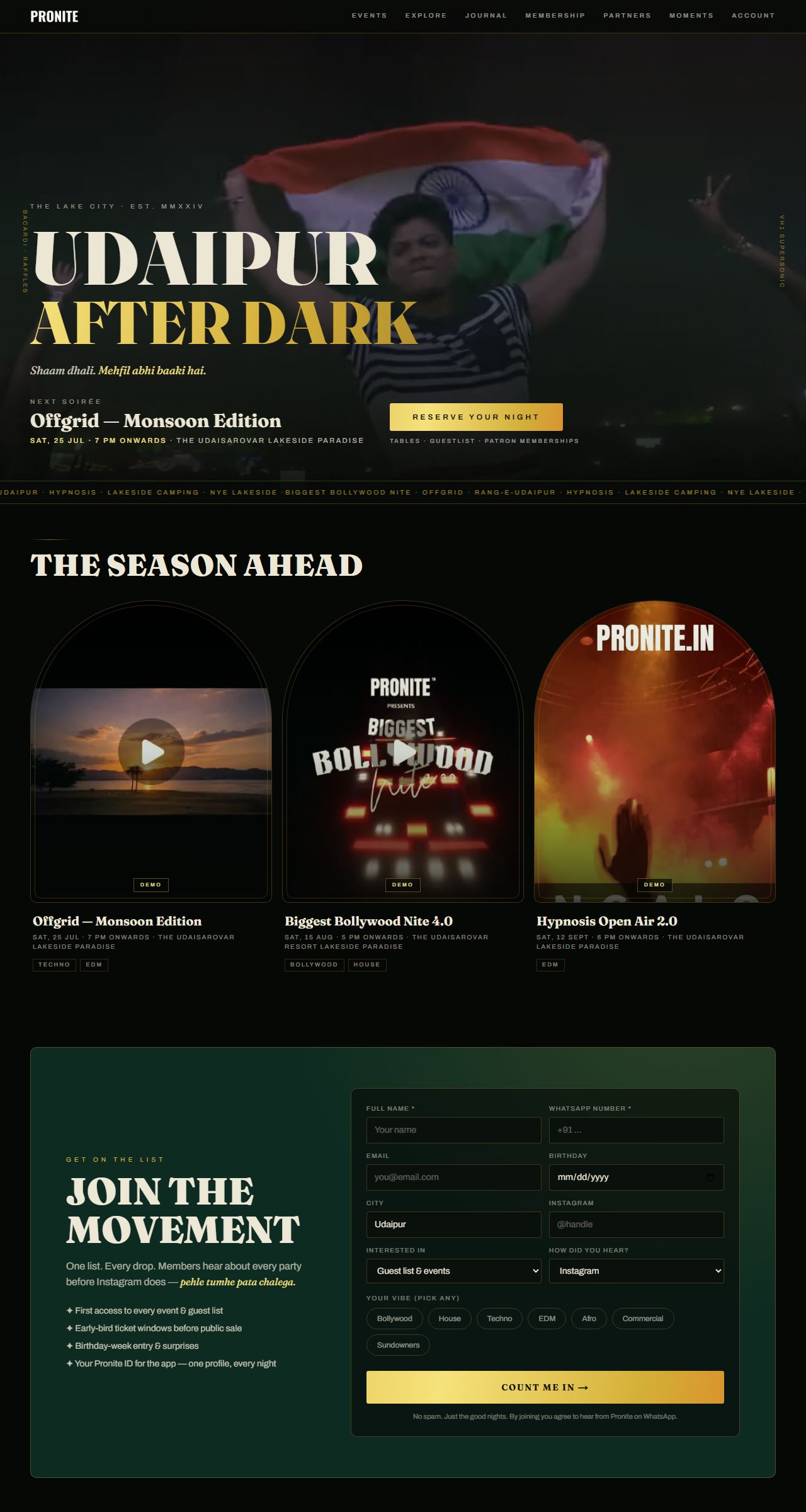 Home page of Pronite