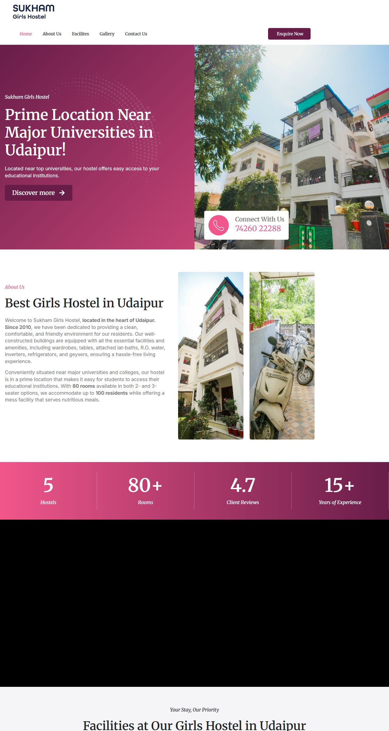 Home page of Sukham Girls Hostel