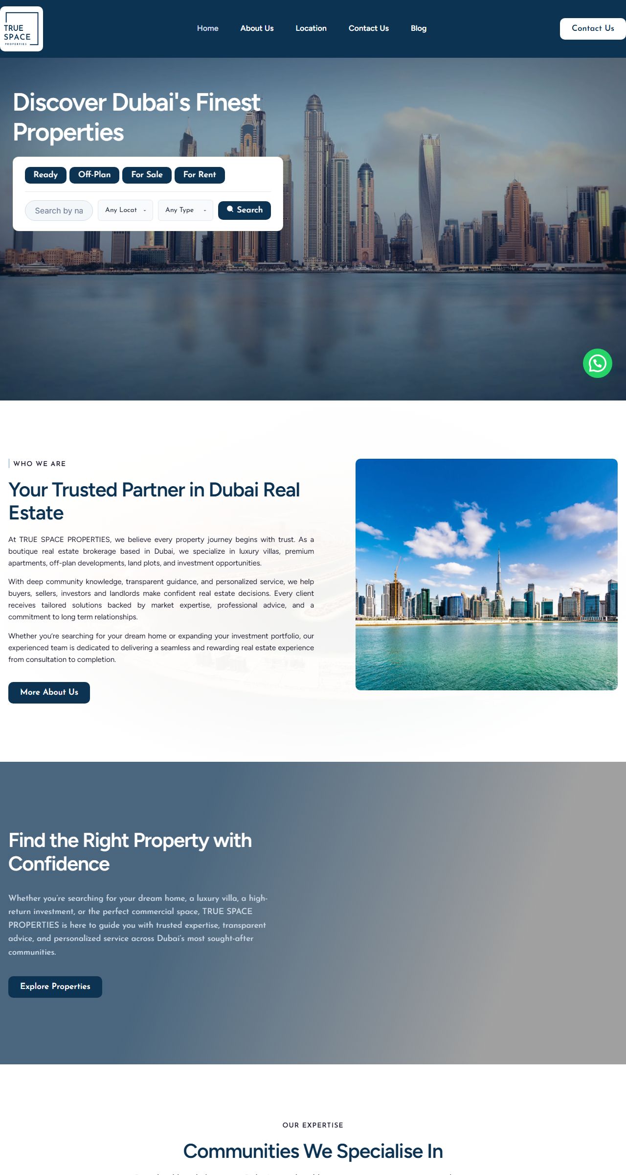 Home page of True Space UAE