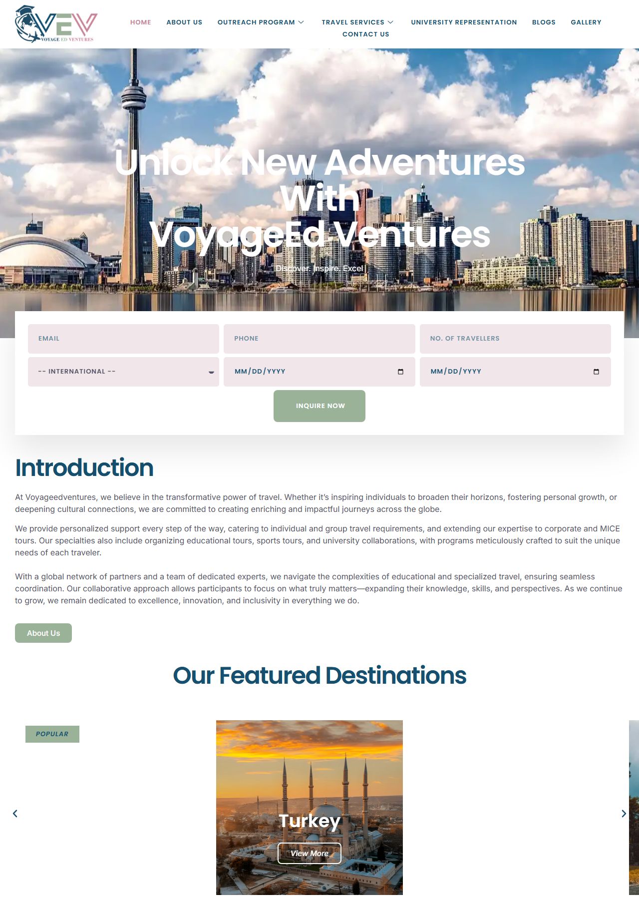 Home page of VoyageEd Ventures