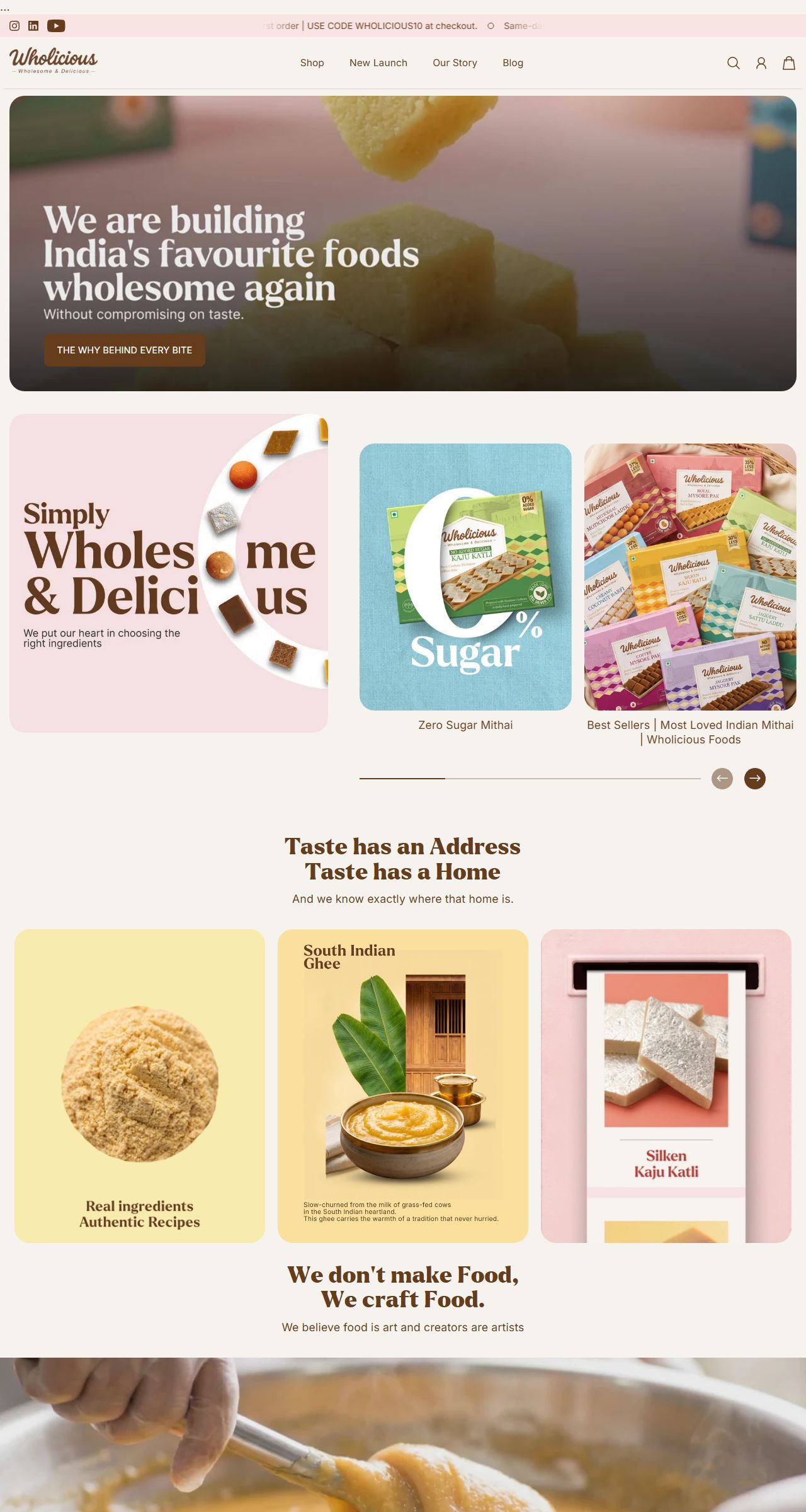 Home page of Wholicious Foods